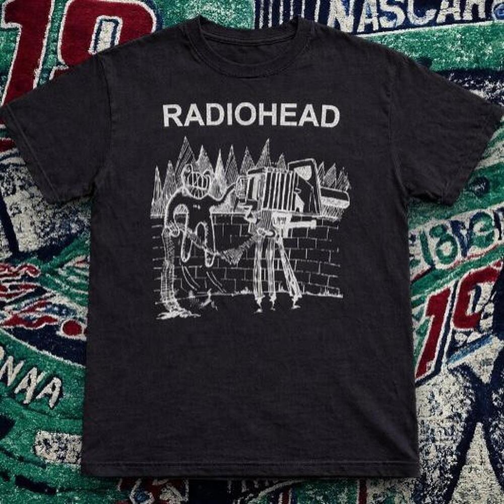 Y2K Alt Radiohead Graphic Tee Black Unisex Boxy Fit.